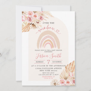 Invitation Boho Minimaliste Sur Le Baby shower Arc-En-Ciel