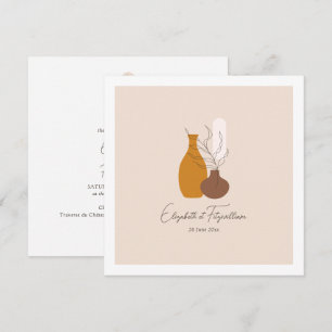 Invitation Boho minimaliste Vases Mariage Carré