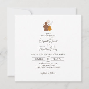 Invitation Boho minimaliste Vases Mariage Carré