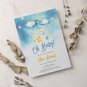 Invitation Boho mobile berceau arc-en-ciel nuages étoiles bab