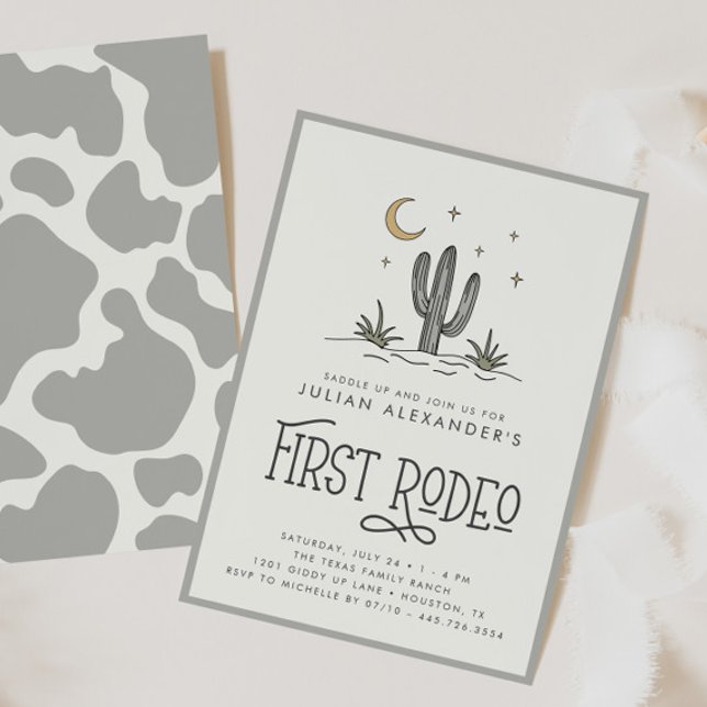 Invitation Boho Modern Boys Premier Rodéo 1er Anniversaire (Créateur téléchargé)