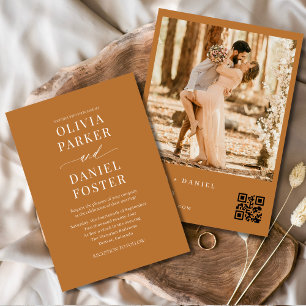 Invitation Boho Modern QR Code Élégant Mariage photo