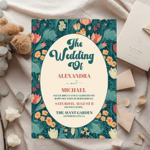 Invitation Boho moderne Chic Retro Coloré Mariage floral