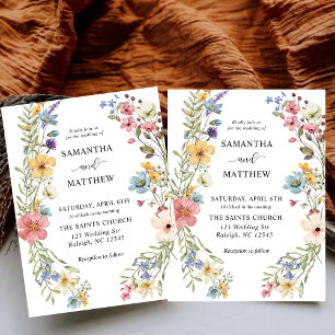 Invitation Boho moderne coloré Fleur sauvage Mariage floral