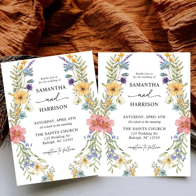 Invitation Boho moderne coloré Fleur sauvage Mariage floral (Créateur téléchargé)