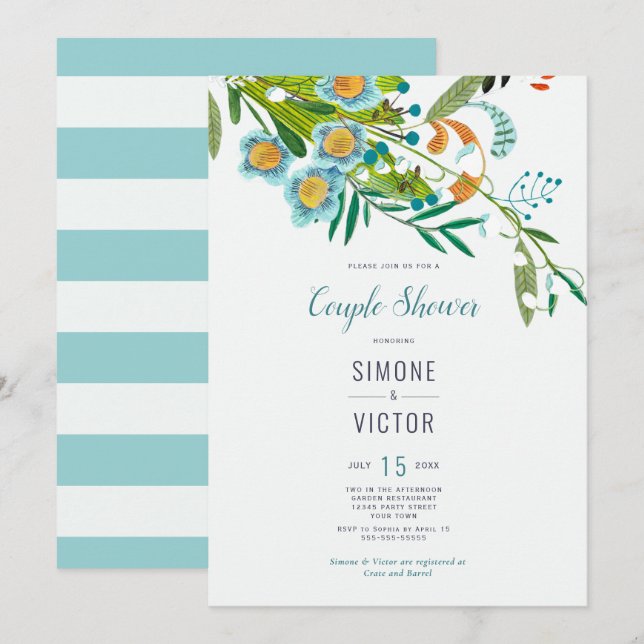 Invitation Boho Moderne Fête de Mariage Florale Lys de Vallée (Devant / Derrière)