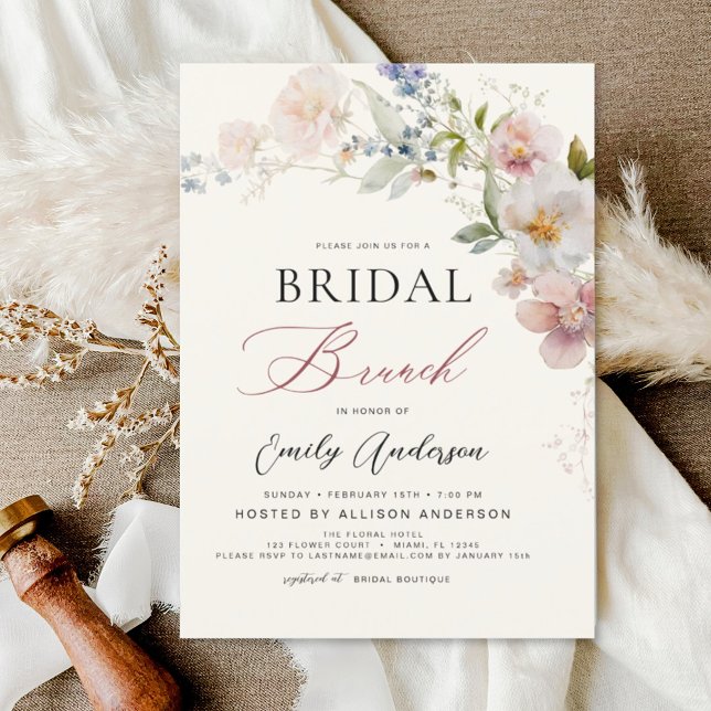 Invitation Boho moderne Fleur sauvage nuptiale Brunch douche (Créateur téléchargé)