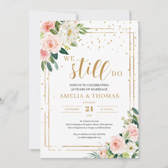 Invitation Boho moderne Floral or géométrique nous le faisons (Devant)