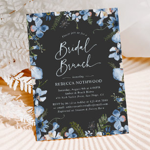 Invitation Boho moderne gris Dusty Bleu Floral Brunch nuptial