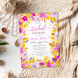 Invitation Boho moderne lavande violet lavande fleurie douche