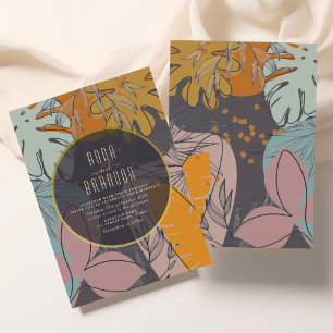 Invitation Boho moderne Orange et Mariage noir