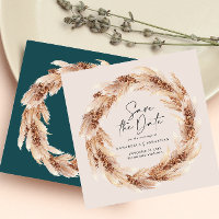 Boho moderne Pampas herbe turquoise sauvez la date