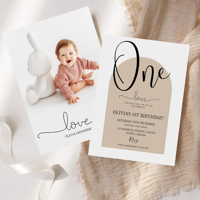 Invitation Boho moderne Premier anniversaire Genre Neutre (Créateur téléchargé)
