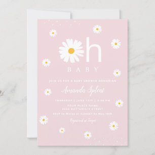 Invitation Boho moderne rose marmite Floral Baby Girl Douche 