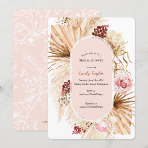 Invitation Boho moderne rose rose Pampas Grass Floral Bride