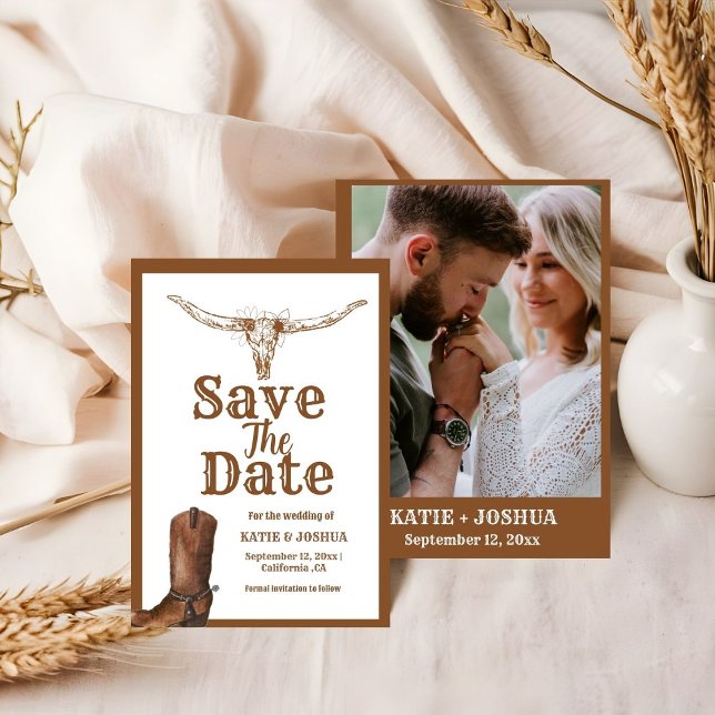 Invitation Boho moderne Western Cowboy Wedding Enregistrer la (Créateur téléchargé)