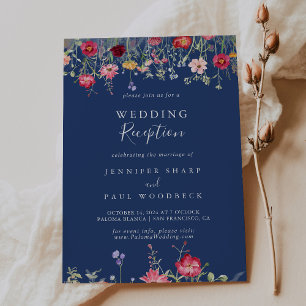 Invitation Boho Multicolor Fleur sauvage Mariage Réception
