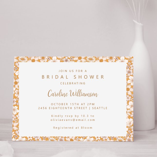 Invitation Boho Mustard Yellow Spring Fête des mariées floral (Créateur téléchargé)