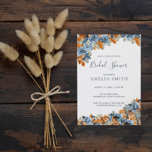 Invitation Boho Navy Blue And Rust Terracota Fête des mariées