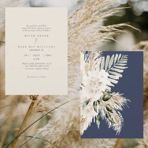 Invitation Boho Navy & Cream Pampas Mariage