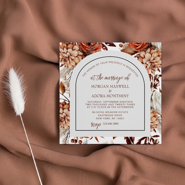 Invitation Boho Neutral Aquarelle Pampas Carré Mariage (Créateur téléchargé)