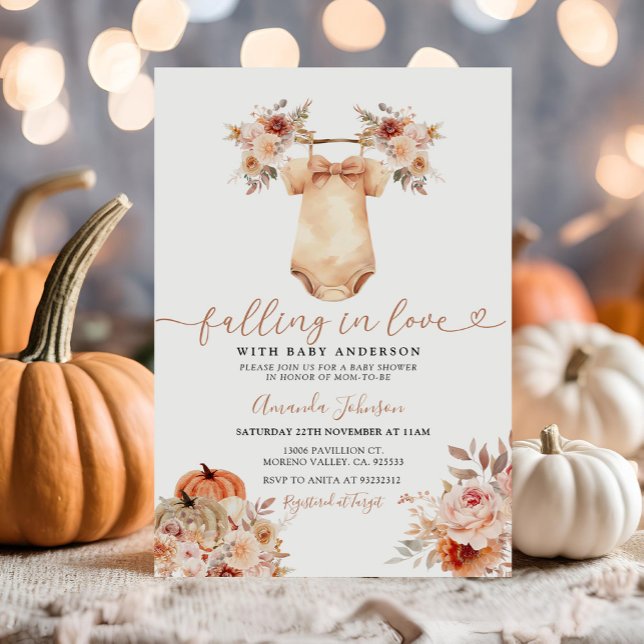 Invitation Boho Neutral Baby shower de vêtements de chute Inv (Créateur téléchargé)