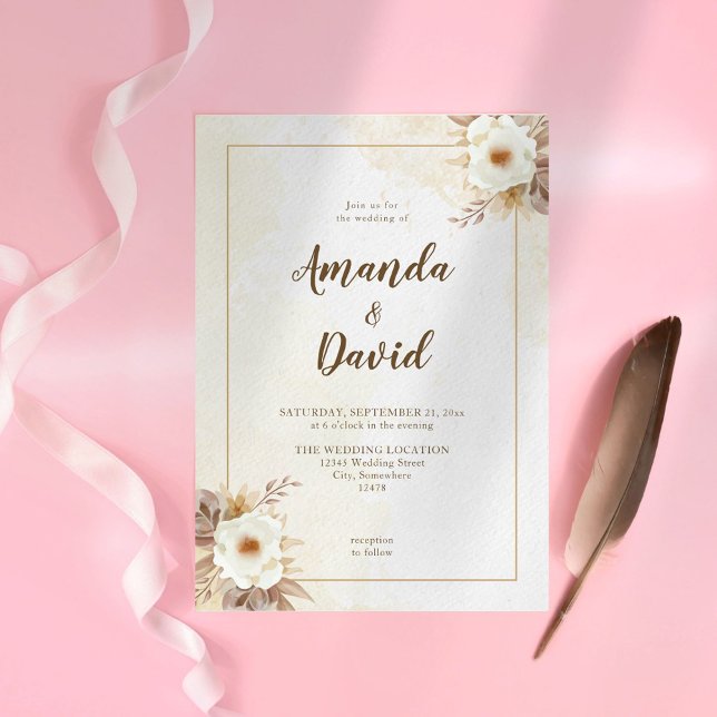 Invitation Boho Neutral Floral Mariage (Créateur téléchargé)