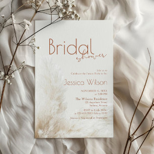 Invitation Boho Neutral Fluffy Pampas Grass Fête des mariées