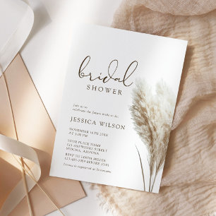 Invitation Boho Neutral Fluffy Pampas Grass Fête des mariées