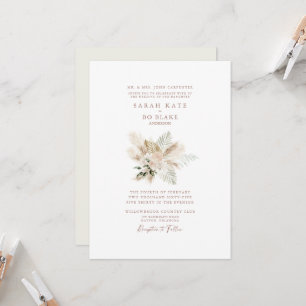 Invitation Boho Neutre Floral Élégant Mariage