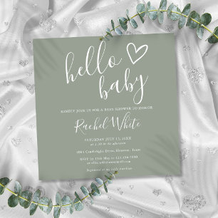 Invitation Boho Neutre Genre Sage Vert Bonjour Baby shower