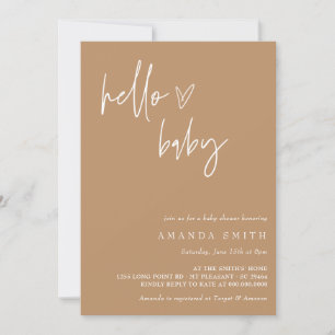 Invitation Boho neutre minimaliste genre Bonjour Baby shower 