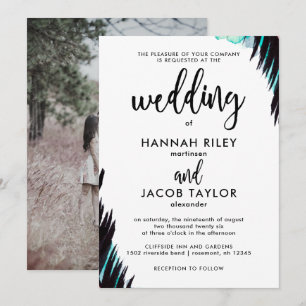 Invitation Boho Nights Photo Mariage noir et blanc