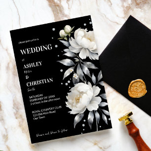 Invitation Boho noir et blanc élégant tout en un mariage
