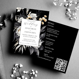 Invitation Boho noir et blanc élégant tout en un mariage