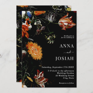Invitation Boho noir Mariage chic Floral