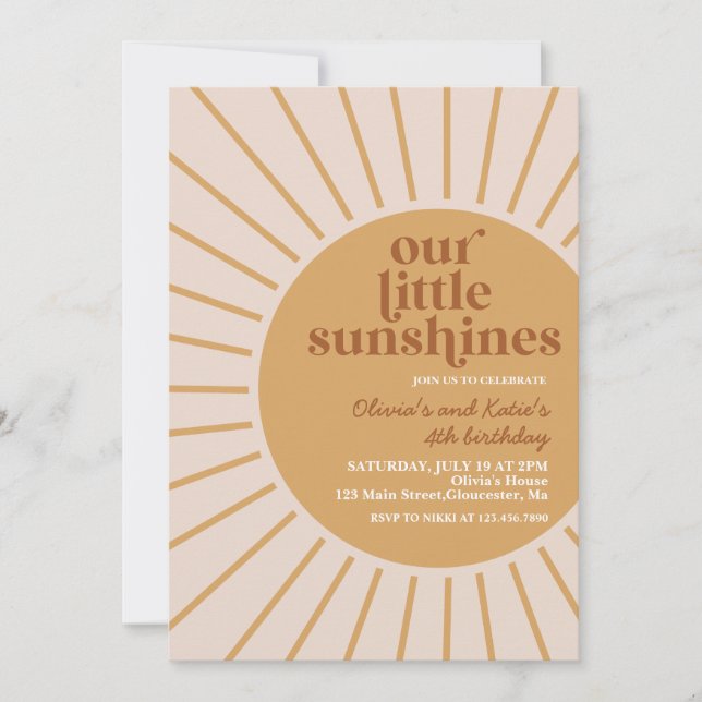 Invitation boho notre petit anniversaire de soleil (Devant)