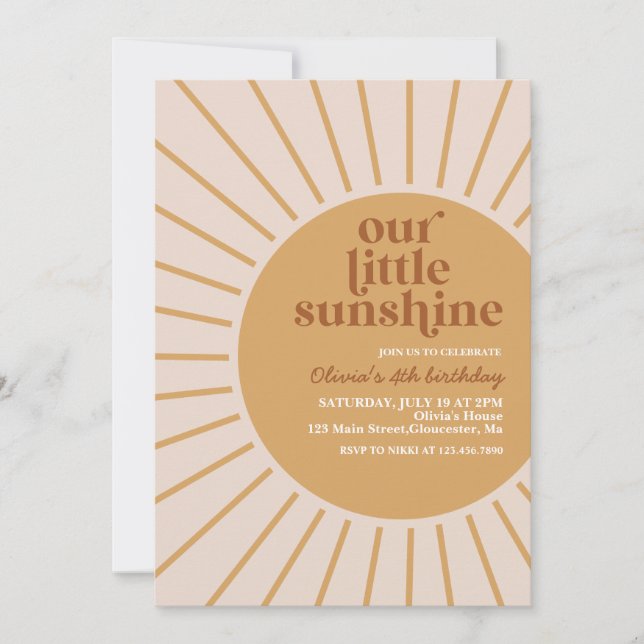 Invitation boho notre petit anniversaire ensoleillé (Devant)
