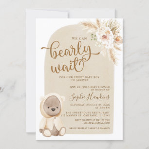 Invitation Boho Nous Pouvons Attendre Teddy Bear Baby shower