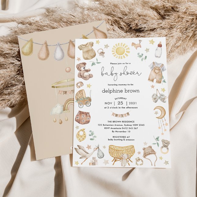 Invitation Boho Nursery Baby shower genre neutre (Créateur téléchargé)