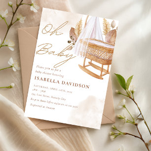 Invitation Boho Oh Baby Baby shower de crèche neutre