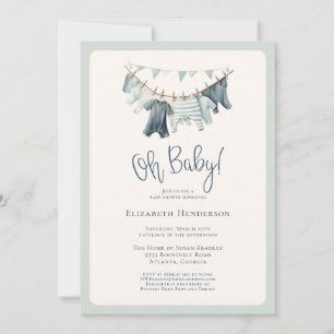 Invitation Boho Oh Baby Boy Vêtements Baby shower de ligne de