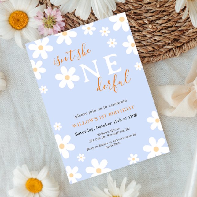 Invitation Boho Onederful Floral Super Daisy 1er anniversaire (Créateur téléchargé)