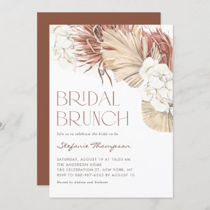 Invitation Boho Orchidées et séché Palm Feuille Brunch nuptia