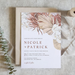 Invitation Boho Orchidées et séché Palm Feuille Mariage