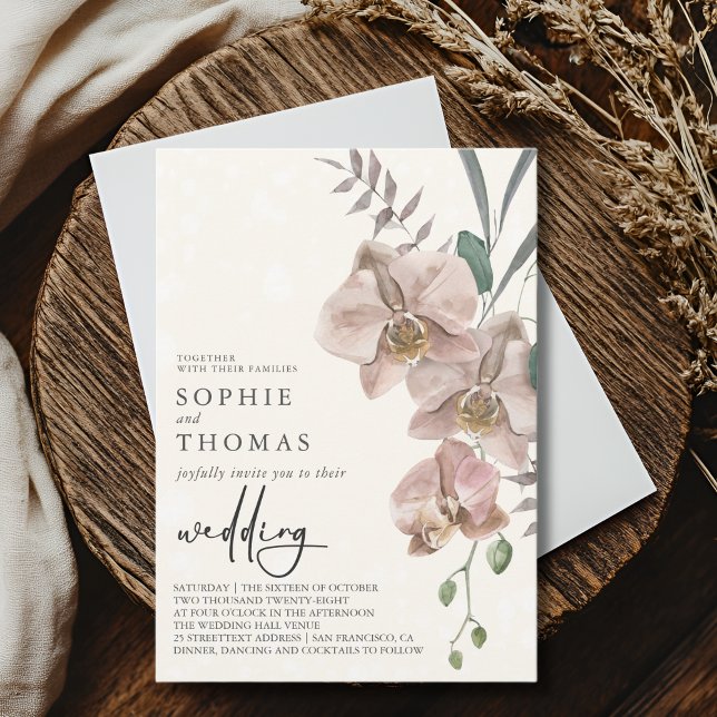 Invitation Boho orchidées mariage élégant (Créateur téléchargé)