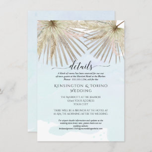 Invitation Boho Palm Jungle Foliage Blue Seaside Détails