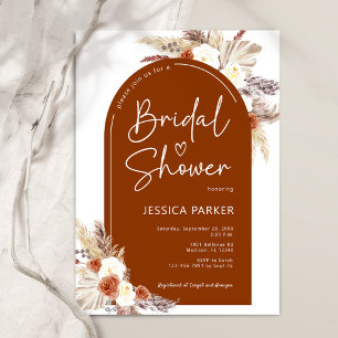 Invitation Boho Pampas Arche en Herbe Teracotta Fête des mari