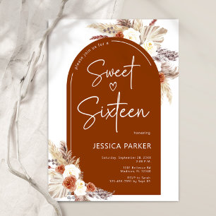 Invitation Boho Pampas Arche en Herbe Terracotta Sweet sixtee