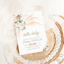 Boho Pampas Baby shower en herbe